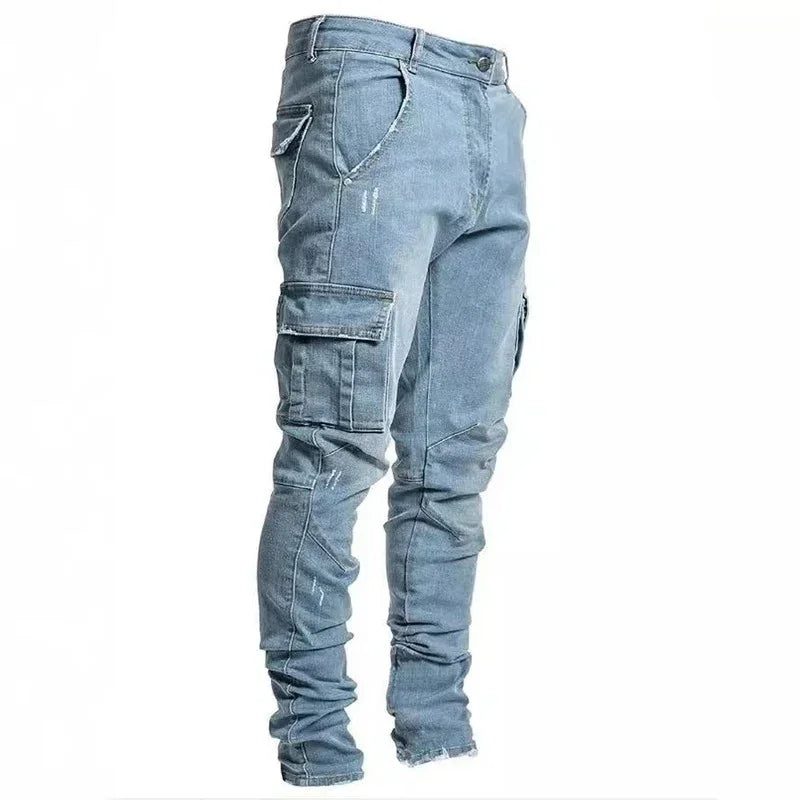 Men's Slim Fit Multi-Pocket Cargo Denim Joggers