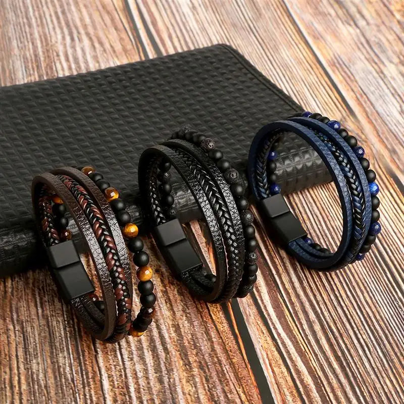 Tiger Stack — Multilayer Tiger Eye Leather Bracelet