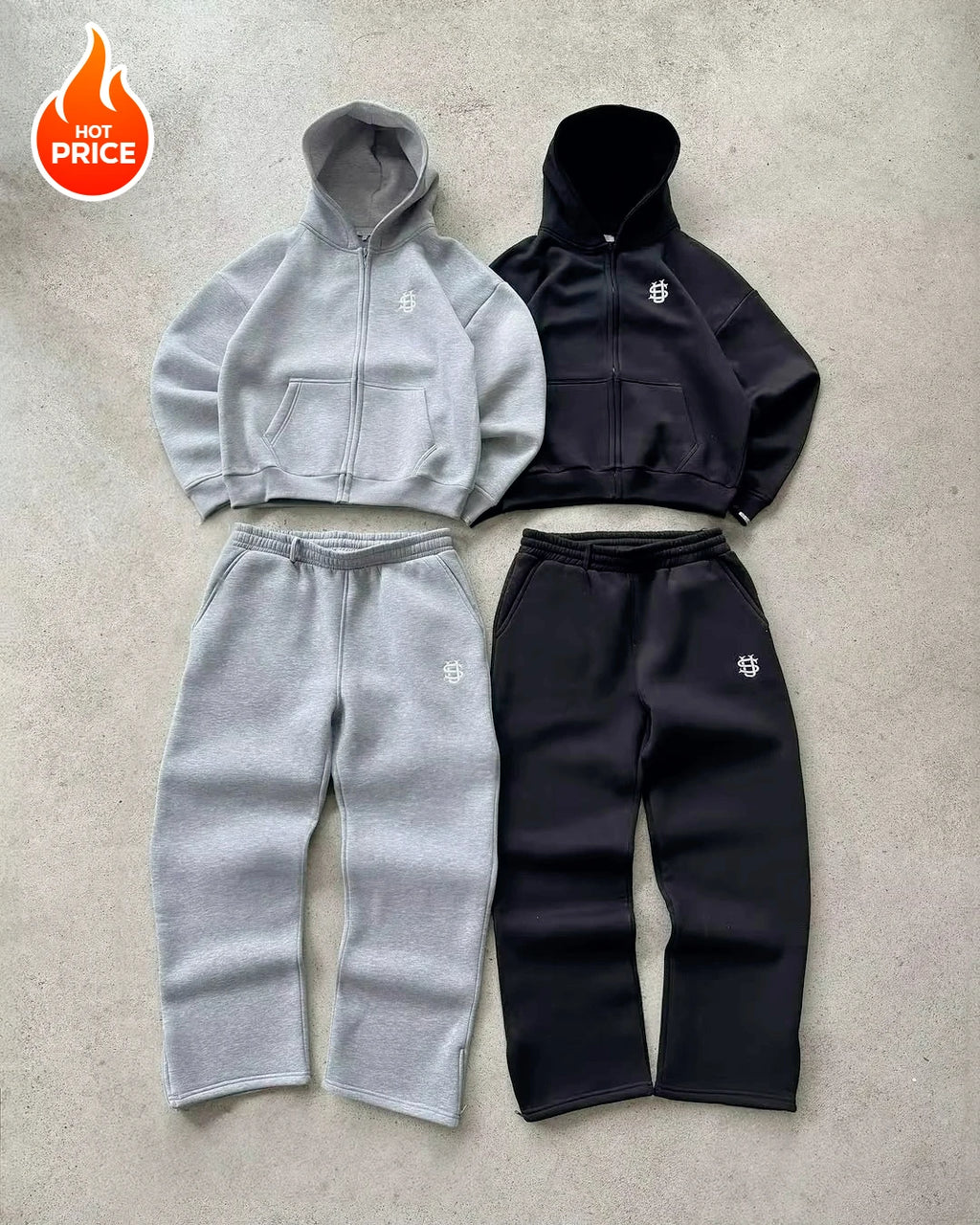 Wide Leg Hoodie Sweatpants Set