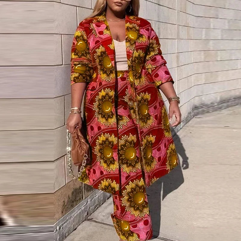 Plus Size Bohemian Print Two-Piece Outfit — Women
