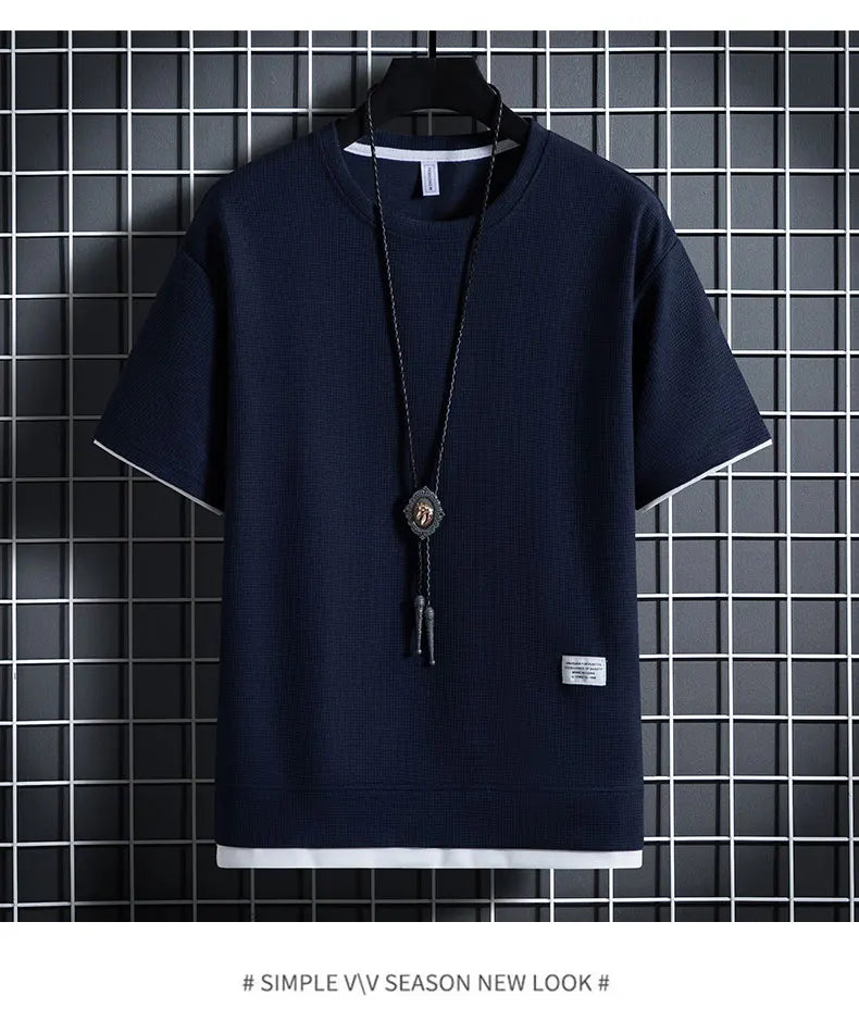 Men's Waffle T-Shirt & Shorts Tracksuit Set