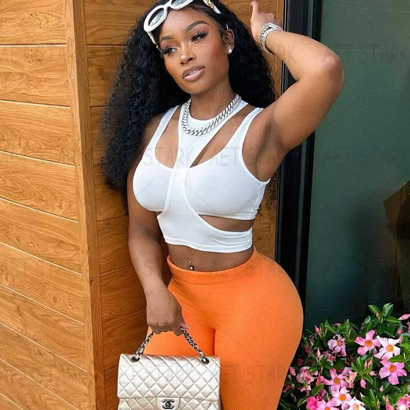 Y2K Cut-Out Sleeveless Crop Top — Women's