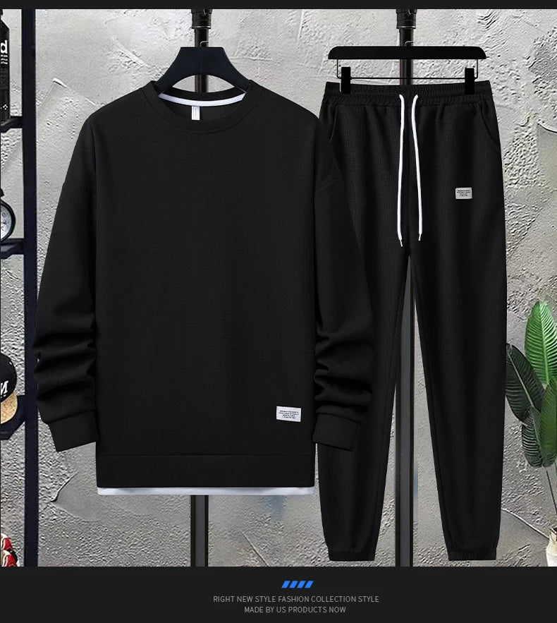 Men's Waffle T-Shirt & Shorts Tracksuit Set