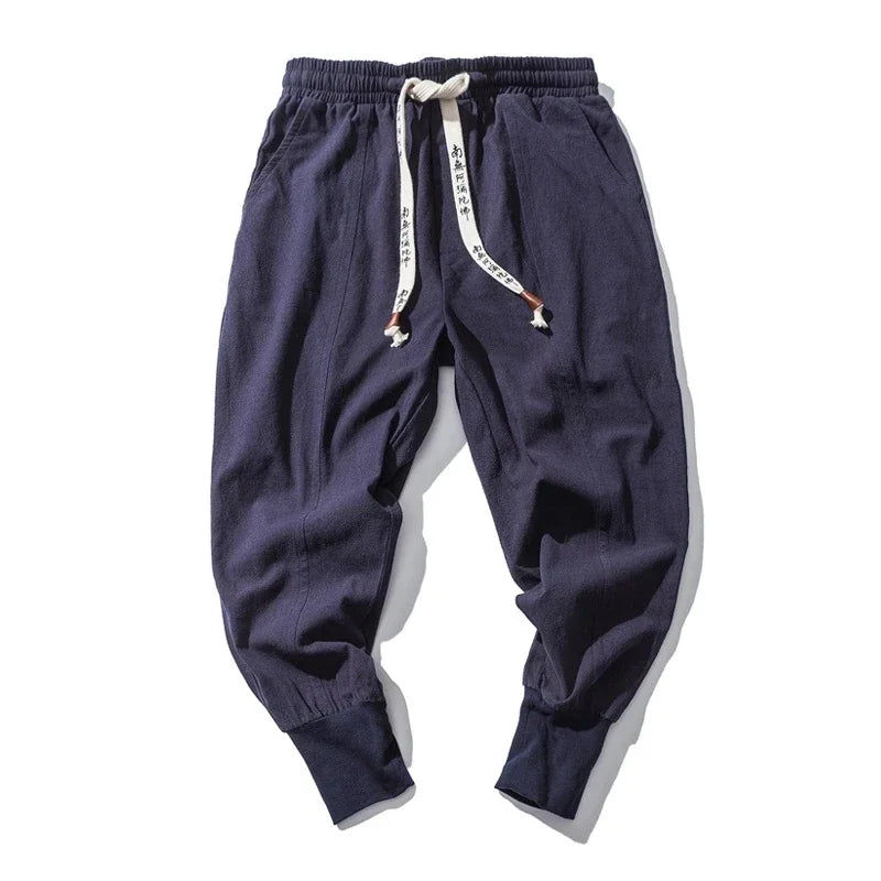 Cotton Linen Drop-Crotch Harem Pants