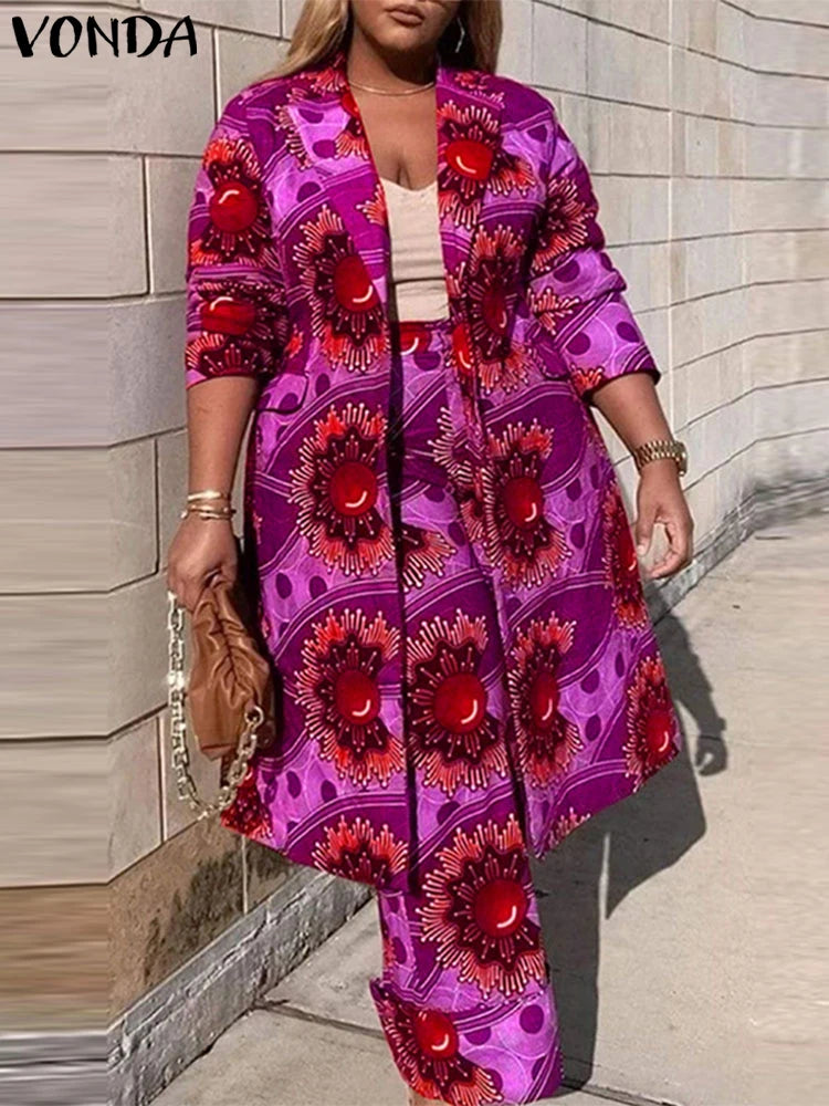 Plus Size Bohemian Print Two-Piece Outfit — Women