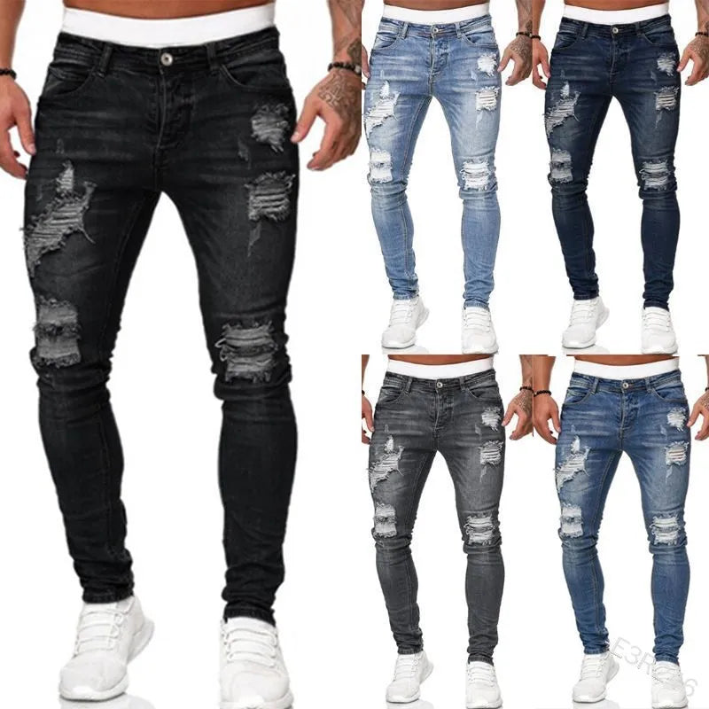 Ripped Skinny Stretch Jeans