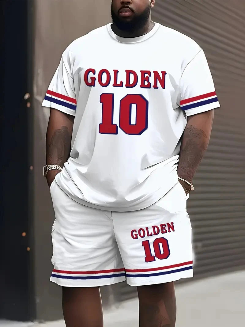 Men's Letter Print Basketball Sports T-Shirt & Shorts Set