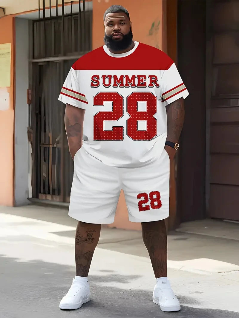 Men's Letter Print Basketball Sports T-Shirt & Shorts Set