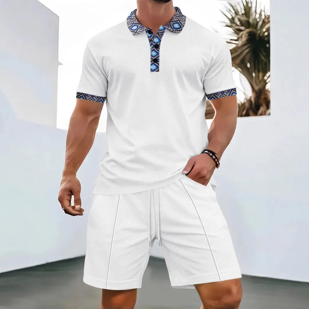 Men's Waffle Two-Piece Suit Shorts Set