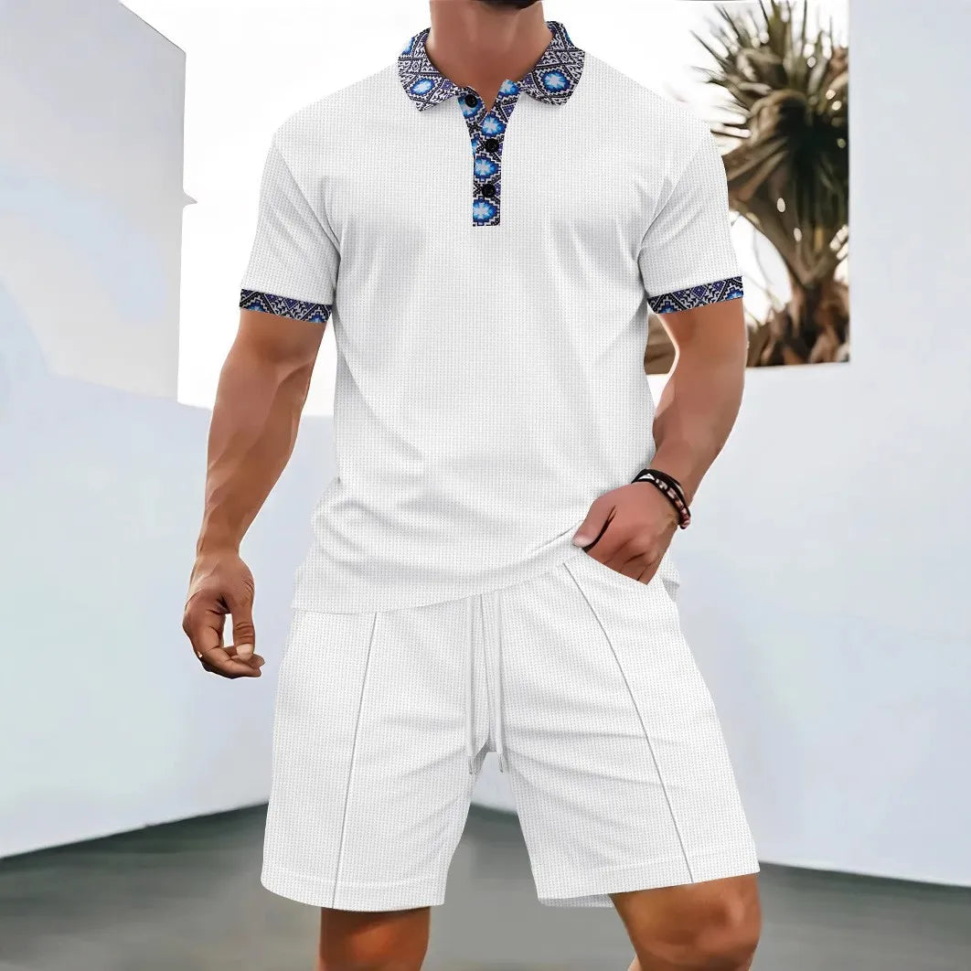 Men's Waffle Two-Piece Suit Shorts Set