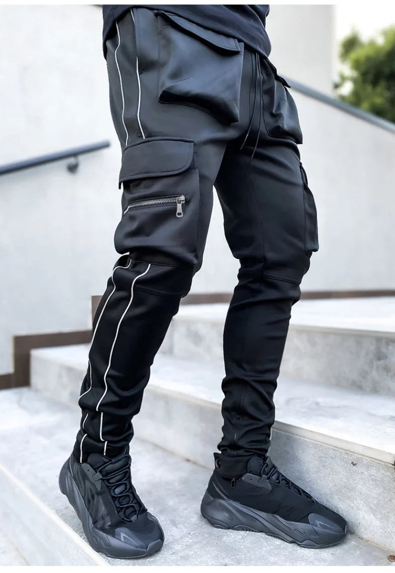 Reflective Multi-Pocket Jogger Pants