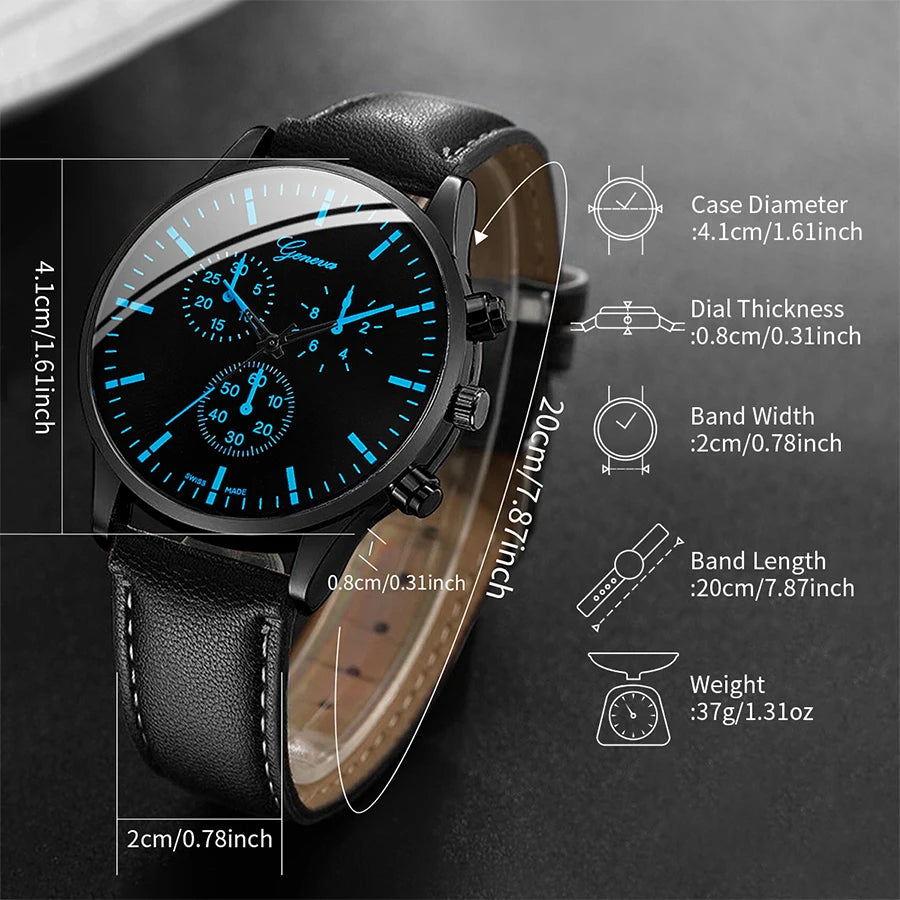 Men's Business Watch, Necklace & Bracelet Gift Set
