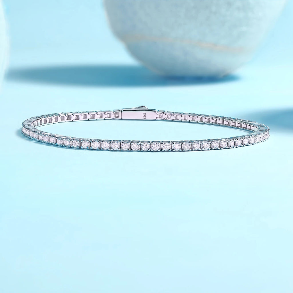 S925 Sterling Silver Moissanite Tennis Bracelet — Women's