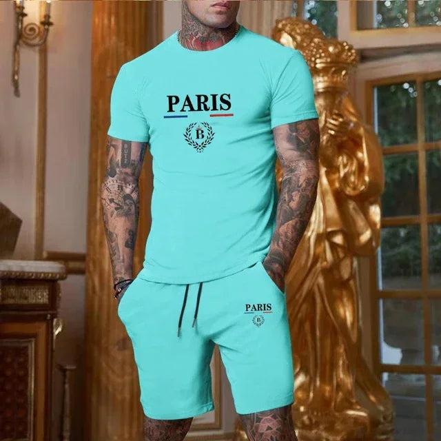 Men's Short Sleeve T-Shirt & Split Shorts Sportswear Set