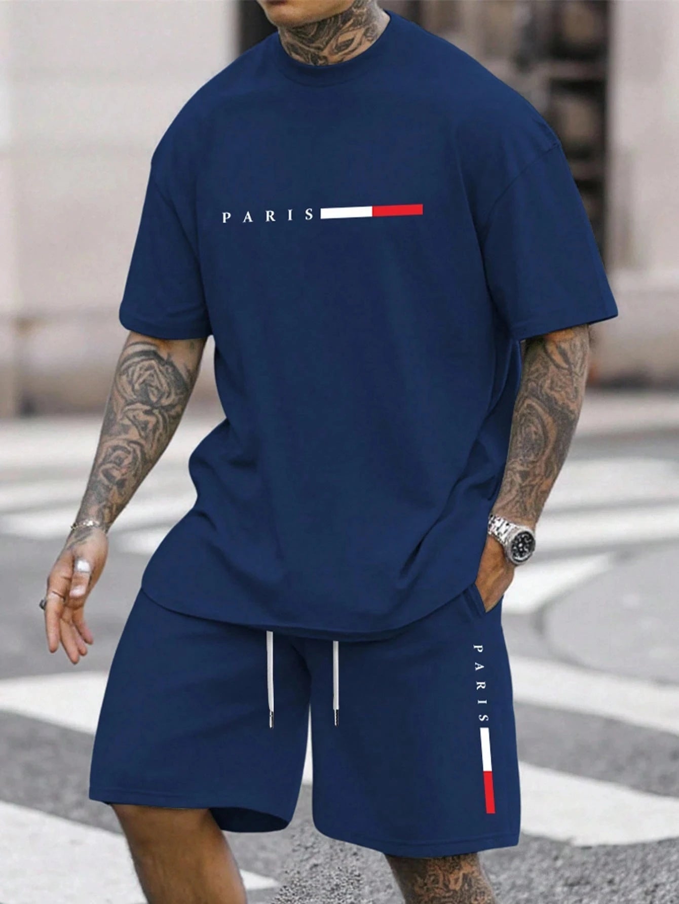Men's O-Neck Short Sleeve T-Shirt & Shorts Tracksuit Set