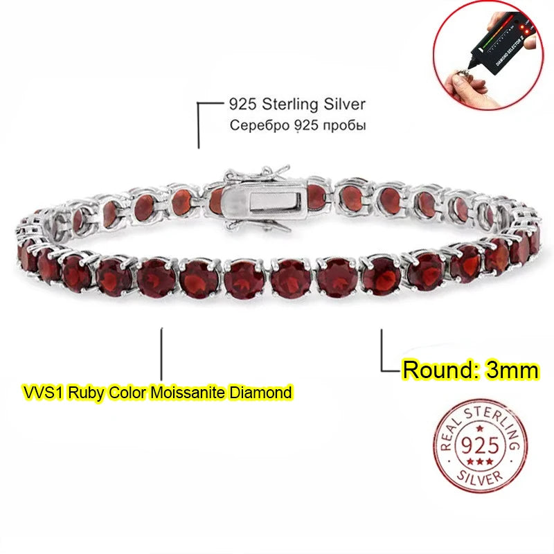 Real Moissanite Tennis Bracelet — 925 Sterling Silver