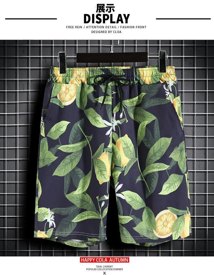 Men's Hawaiian Print Shirt & Shorts Beach Set