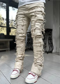 Men's Ripped Slim Fit Stacked Denim Jeans