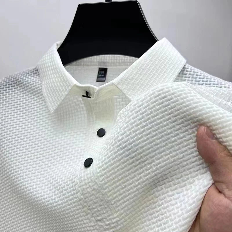 Bone Flower Print Polo Shirt