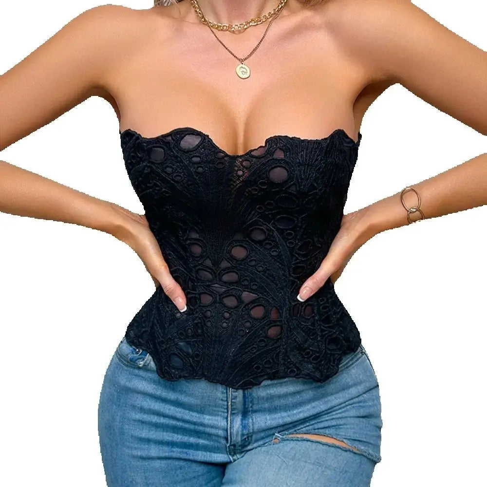 Mesh Lace Bustier Corset Top