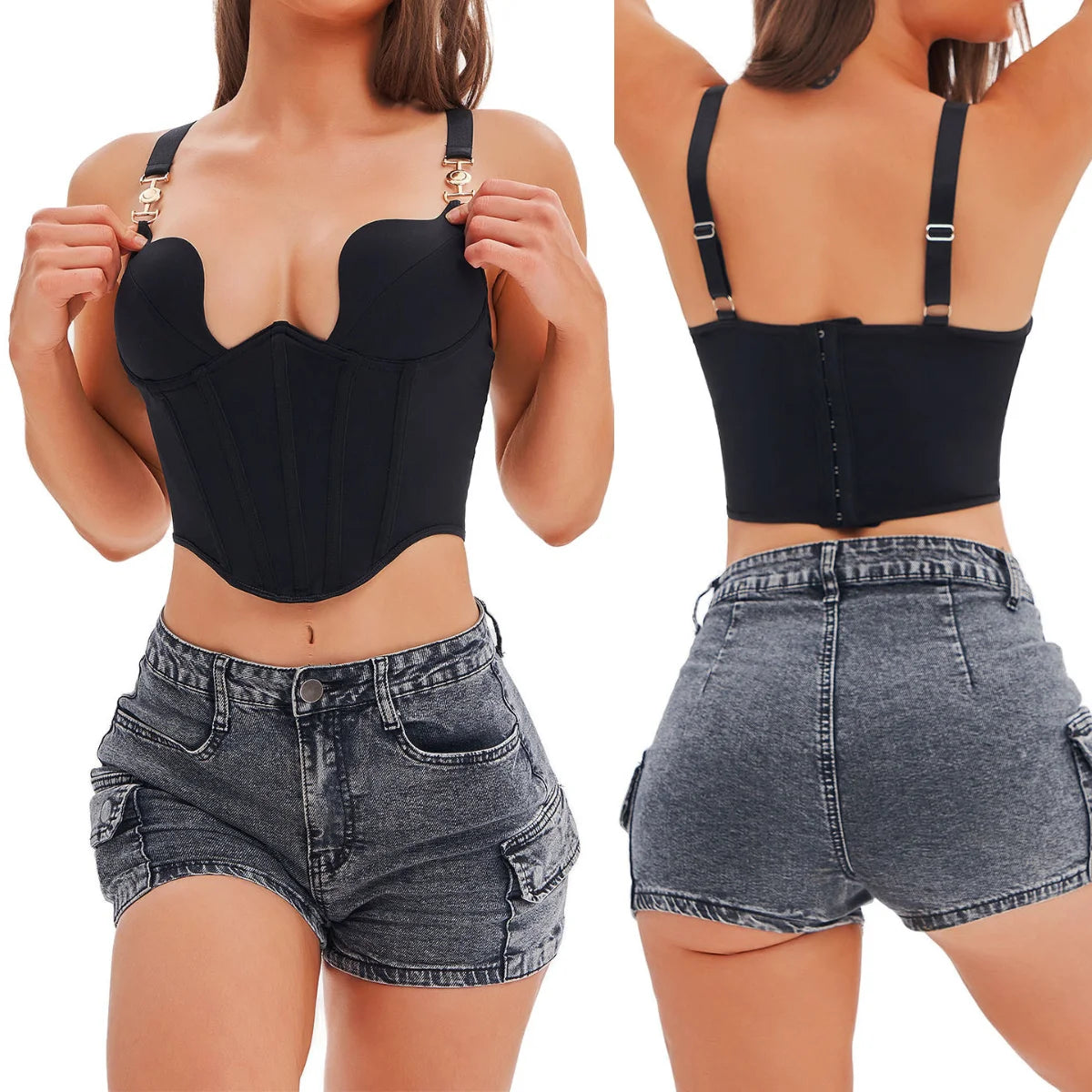 Y2K Shell Cup Bones Bustier Camisole — Women's