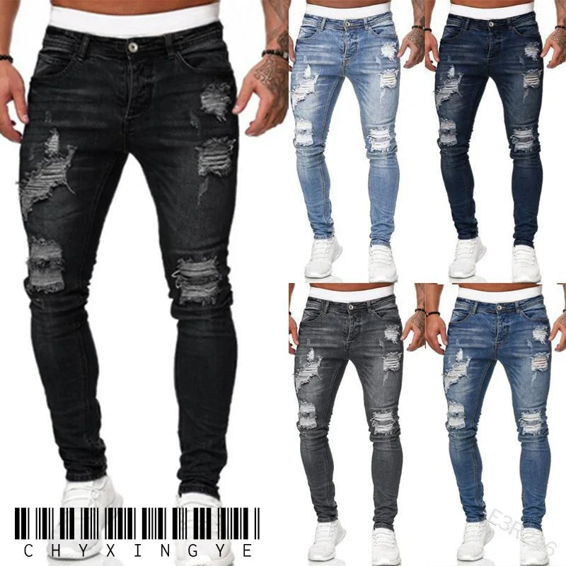 Ripped Skinny Stretch Jeans