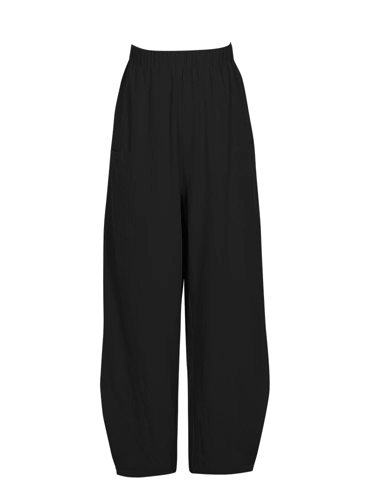 Plus Size Cotton-Linen Harem Trousers — Women