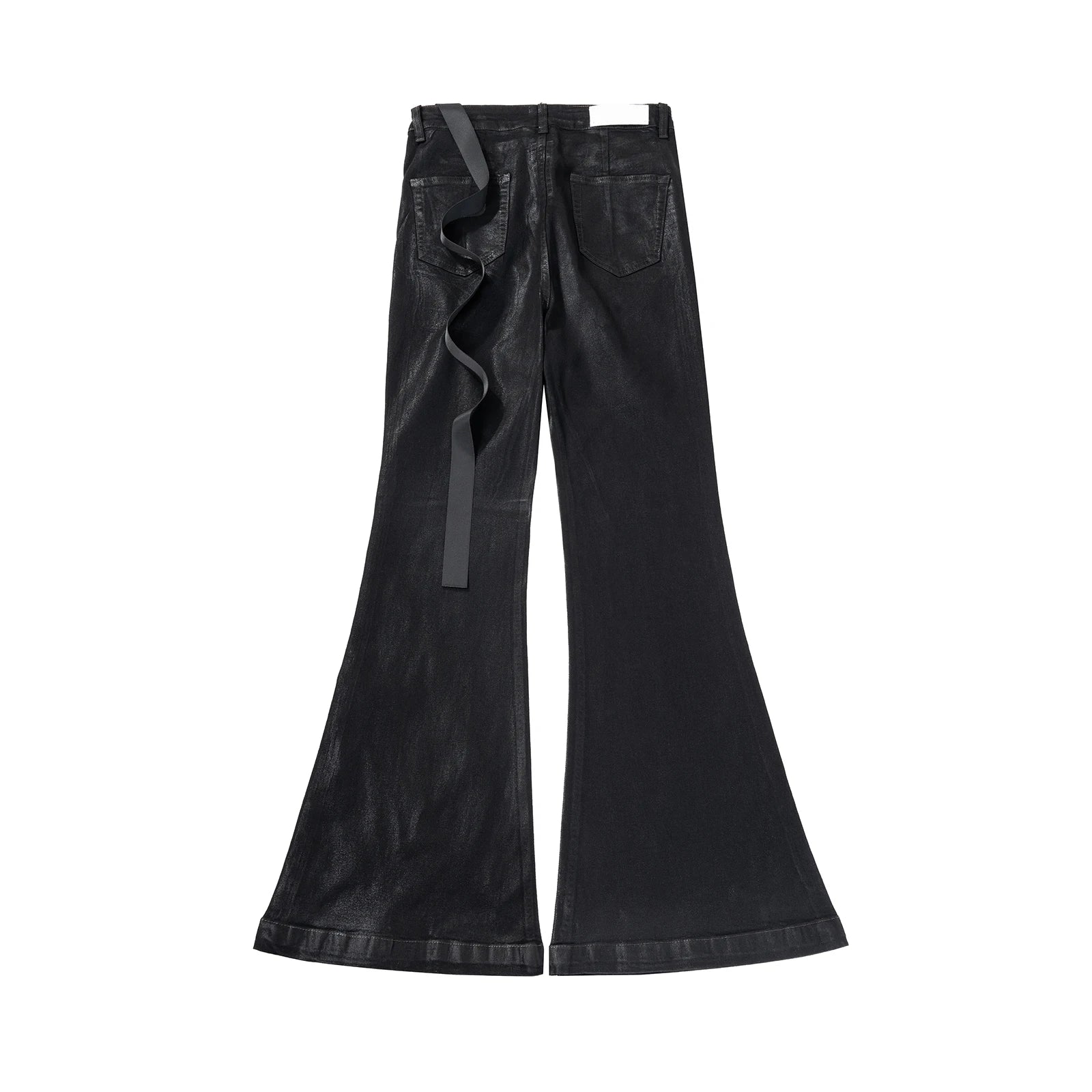 Midnight Flare — Black Wax Leather Stretch Jean