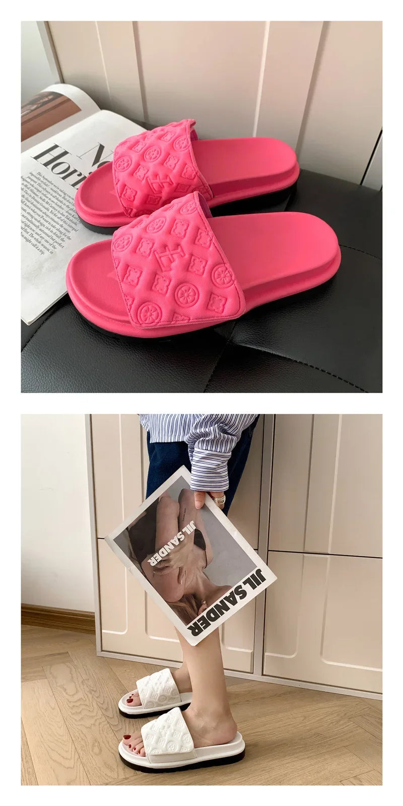 Ladies Magic Sticker Flat Slippers 2025 Summer New Designer Luxury Sandals for Women Elegant Home Flat Slippers Zapatos De Mujer