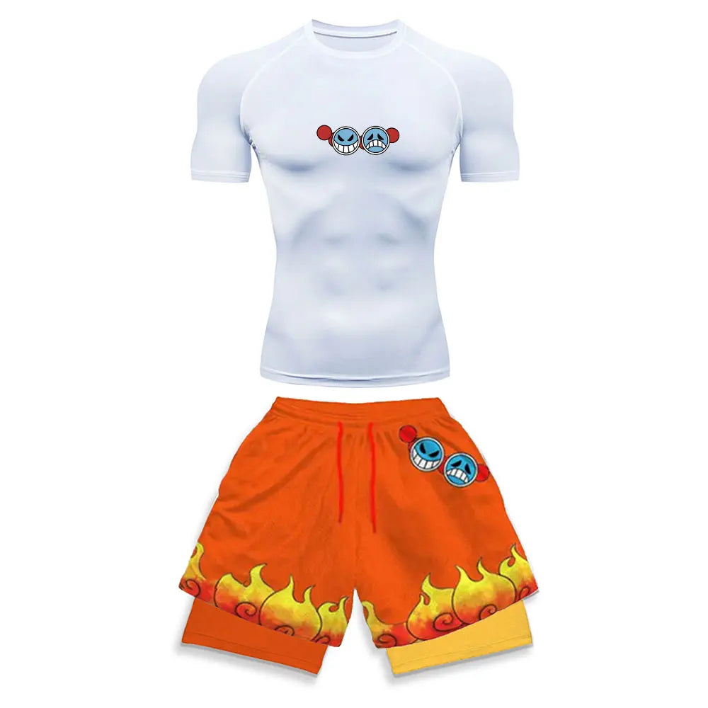Men's Printed Compression Sports Two-Piece Set
