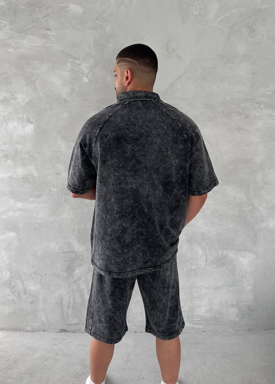 Club Spirit — Washed Black & Gold Polo Set